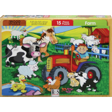A4 "Farm No 2" 15 Piece Wooden Puzzle     A4 "Farm No 2" 15 Piece Wooden Puzzle